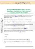 Michigan Residential Builder's License  Questions and Answers &lpar;100&percnt; Correct  Answers&rpar; Already Graded A&plus; 