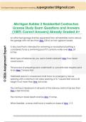 Michigan Builder 2 Residential Contractors  License Study Exam Questions and Answers  &lpar;100&percnt; Correct Answers&rpar; Already Graded A&plus;