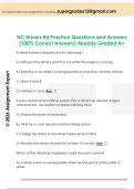 NC Drivers Ed Practice Questions and Answers  &lpar;100&percnt; Correct Answers&rpar; Already Graded A&plus;