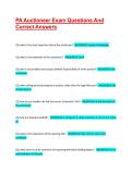 PA Auctioneer Exam Questions And Correct Answers