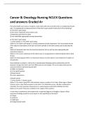Cancer & Oncology Nursing NCLEX Questions  and answers Graded A&plus; 