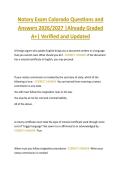 Notary Exam Colorado Questions and  Answers 2026&sol;2027 &vert;Already Graded  A&plus;&vert; Verified and Updated 