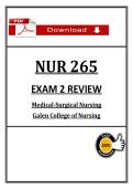 NUR 265 Exam 2 Review &lpar;2026&rpar; &vert; Medical-Surgical Nursing &vert; Galen