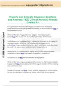 Property and Casualty Insurance Questions  and Answers &lpar;100&percnt; Correct Answers&rpar; Already  Graded A&plus;