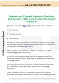 Property and Casualty Insurance Questions  and Answers &lpar;100&percnt; Correct Answers&rpar; Already  Graded A&plus;