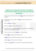 Property and Casualty Insurance Questions  and Answers &lpar;100&percnt; Correct Answers&rpar; Already  Graded A&plus;