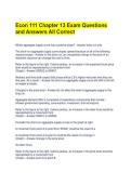 Econ 111 Chapter 13 Exam Questions and Answers All Correct 