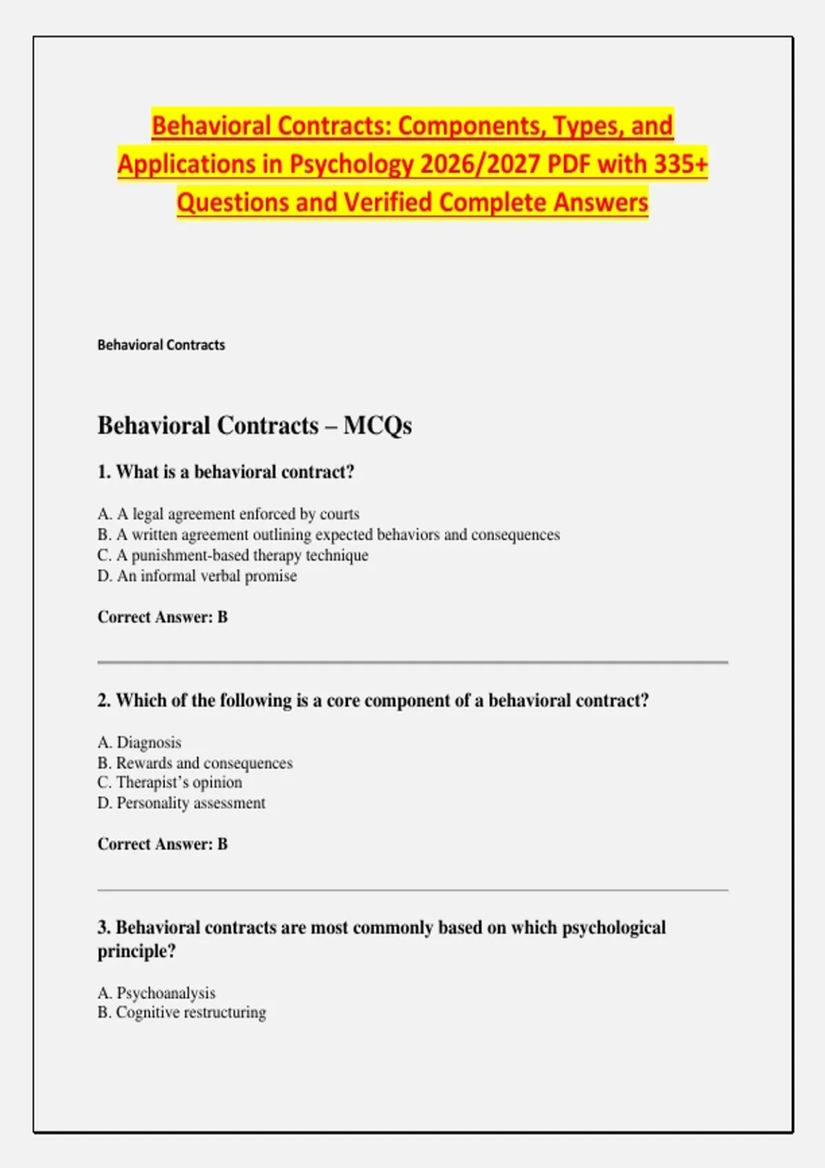 Behavioral Contracts: Components, Types, and Applications in Psychology ...