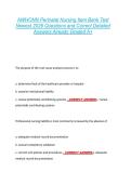 AWHONN Perinatal Nursing Item Bank Test  Newest 2026 Questions and Correct Detailed  Answers Already Graded A&plus; 