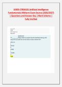 UGRD-CYBS6101 Artificial Intelligence Fundamentals Midterm Exam Source &lpar;2026&sol;2027&rpar; &vert; Questions and Answer Key &vert; Mark Scheme &vert; Fully Verified
