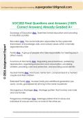SOC202 Final Questions and Answers &lpar;100&percnt;  Correct Answers&rpar; Already Graded A&plus;