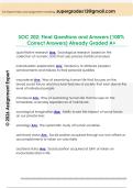 SOC 202&colon; Final Questions and Answers &lpar;100&percnt;  Correct Answers&rpar; Already Graded A&plus;