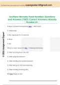 Southern Nevada Food Handler Questions  &lpar;2019&rpar; Questions and Answers &lpar;100&percnt; Correct  Answers&rpar; Already Graded A&plus; 