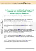 Southern Nevada Food Handlers Questions  and Answers &lpar;100&percnt; Correct Answers&rpar; Already  Graded A&plus;