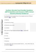 Southern Nevada Food Handlers Questions  and Answers &lpar;100&percnt; Correct Answers&rpar; Already  Graded A&plus;