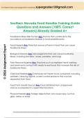 Southern Nevada Food Handler Training Guide  Questions and Answers &lpar;100&percnt; Correct  Answers&rpar; Already Graded A&plus; 