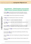 Spreadsheets - C268 Questions and Answers  &lpar;100&percnt; Correct Answers&rpar; Already Graded A&plus; 