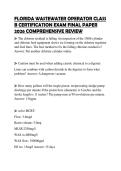 FLORIDA WASTEWATER OPERATOR CLASS B CERTIFICATION EXAM FINAL PAPER 2026 COMPREHENSIVE REVIEW