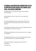 FLORIDA WASTEWATER OPERATOR CLASS B CERTIFICATION EXAM TEST BANK 2026 FULL SOLUTION VERIFIED