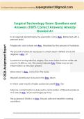 Surgical Technology Exam Questions and  Answers &lpar;100&percnt; Correct Answers&rpar; Already  Graded A&plus; 
