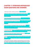 CHAPTER 17 OTORHINOLARYNGOLOGY EXAM QUESTIONS AND ANSWERS