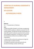 Essentials of Nursing Leadership & Management Test Bank &lpar;8th Ed&period;&rpar; &ndash; Weiss &vert; Delegation