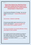 Florida Claims Adjuster Exam &comma;Most Recent Exam  2026 Actual Complete Real Exam Questions And  Correct Answers&vert;&vert;Verified Exam&excl;&excl;&excl; &lpar;Verified Answers&rpar;  Already Graded A&plus; &vert; Newest Exam&excl;&excl;&excl; 