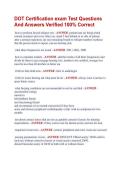 DOT Certification exam Test Questions  And Answers Verified 100&percnt; Correct 