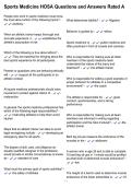 Sports Medicine HOSA Questions and Answers Rated A