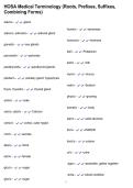 HOSA Medical Terminology &lpar;Roots&comma; Prefixes&comma; Suffixes&comma; Combining Forms&rpar;