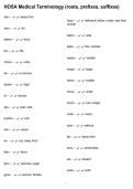 HOSA Medical Terminology &lpar;roots&comma; prefixes&comma; suffixes&rpar;