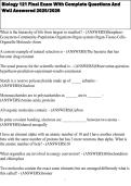 Biology 121 Final Exam With Complete Questions And Well Answered 2025&sol;2026