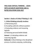 WGU D265 CRITICAL THINKING &ndash;  EXAM WITH ACCURATE QUESTIONS AND A&plus; RATED SOLUTIONS 2026-2027