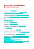 Nursing Care of Children Exam 1 Questions And Answers
