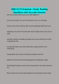 HESI A2 V2 Grammar&comma; Vocab&comma; Reading Questions with Accurate Answers