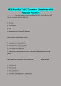 HESI Practice Test 2 Grammar Questions with Accurate Answers