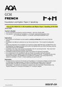 AQA GCSE FRENCH F&plus;H Foundation and Higher Paper 2 Speaking JUNE 2025 