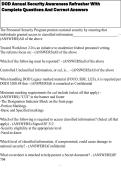 DOD Annual Security Awareness Refresher With Complete Questions And Correct Answers