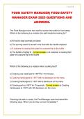 Food Safety Manager Exam &mdash; Food Safety Manager Certification &lpar;2025&rpar; &mdash; Exam Questions and Answers