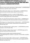 NR 341 PHARMACOLOGY CJE EXAM Questions and Answers &lpar;Verified Answers&rpar; &vert;&vert;ACTUAL EXAM 2025 TEST&excl;&excl; Graded A&plus; &vert; 2025&vert;2026 EXAM UPDATE