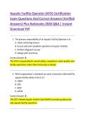 Aquatic Facility Operator &lpar;AFO&rpar; Certification Exam 2026 &ndash; Verified Questions&comma; Correct Answers & Detailed Rationales &vert; Complete Exam Preparation Material