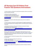 ATI Nursing Care Of Children Final Practice Test Questions And Answers