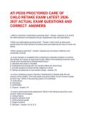 ATI PEDS PROCTORED CARE OF CHILD RETAKE EXAM LATEST 2026-2027 ACTUAL EXAM QUESTIONS AND CORRECT  ANSWERS  