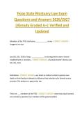 Texas State Mortuary Law Exam  Questions and Answers 2026&sol;2027  &vert;Already Graded A&plus;&vert; Verified and  Updated