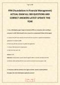 FFM &lpar;Foundations In Financial Management&rpar; ACTUAL EXAM ALL 300 QUESTIONS AND CORRECT ANSWERS LATEST UPDATE THIS YEAR