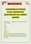 JOURNEYMAN ELECTRICIAN ACTUAL &lpar;2026 NEC&rpar; QUESTIONS AND 100&percnt; CORRECT ANSWERS
