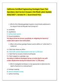 California Certified Engineering Geologist Exam Test Questions And Correct Answers &lpar;Verified&rpar; Latest Update 2026&sol;2027 &vert; Graded A&plus; &vert; Guaranteed Pass&period;