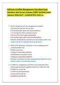 California Certified Management Consultant Exam Questions And Correct Answers &lpar;100&percnt; Verified&rpar; Latest Updated 2026&sol;2027 &vert; GUARANTEED PASS A&plus;&period;