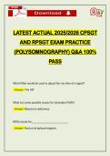 LATEST ACTUAL 2026 CPSGT AND RPSGT EXAM PRACTICE &lpar;POLYSOMNOGRAPHY&rpar; Q&A 100&percnt; PASS