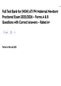 Full Test Bank for &lpar;NGN&rpar; ATI PN Maternal Newborn Proctored Exam 2025-2026 &ndash; Forms A & B Questions with Correct Answers &ndash; Rated A&plus;